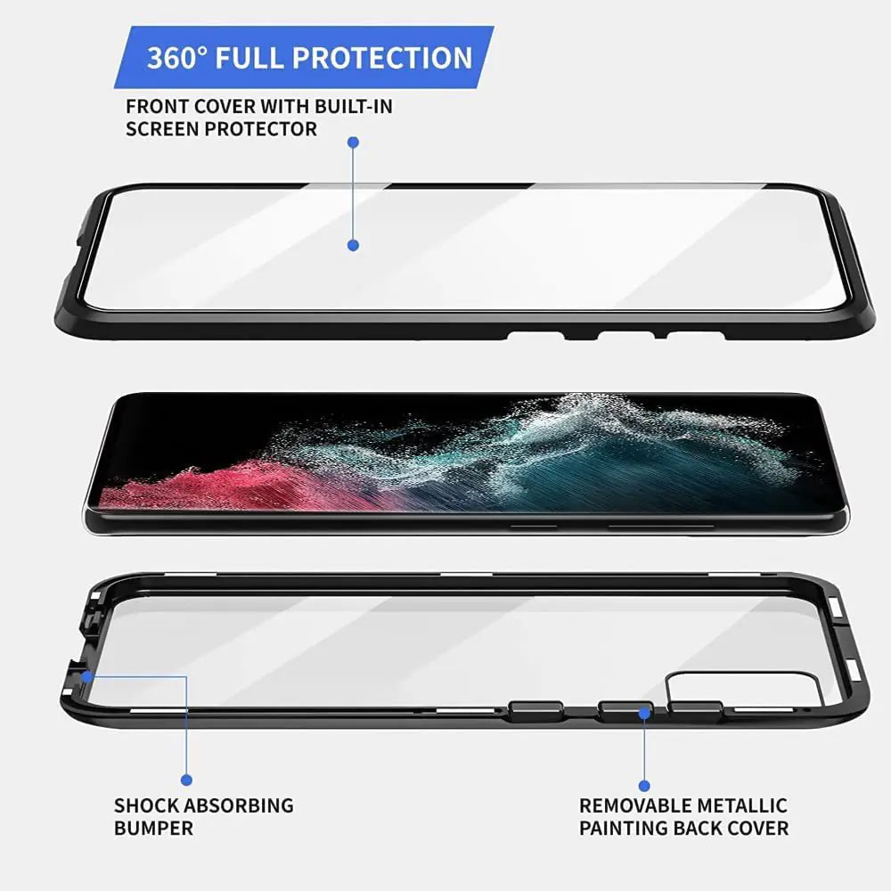 Magnetic Metal Dual-Sided Glass Case for Samsung S22