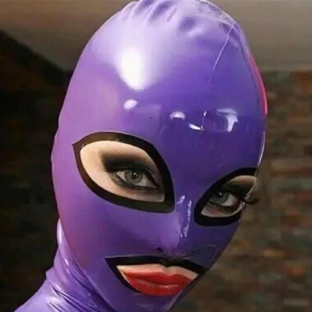 Latex Hood Mask with Zipper for Role Play