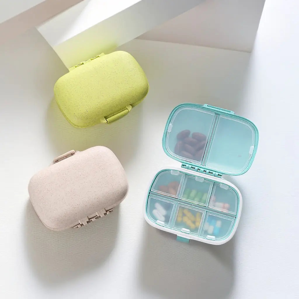 Portable 8-Grid Wheat Straw Medicine Storage Box
