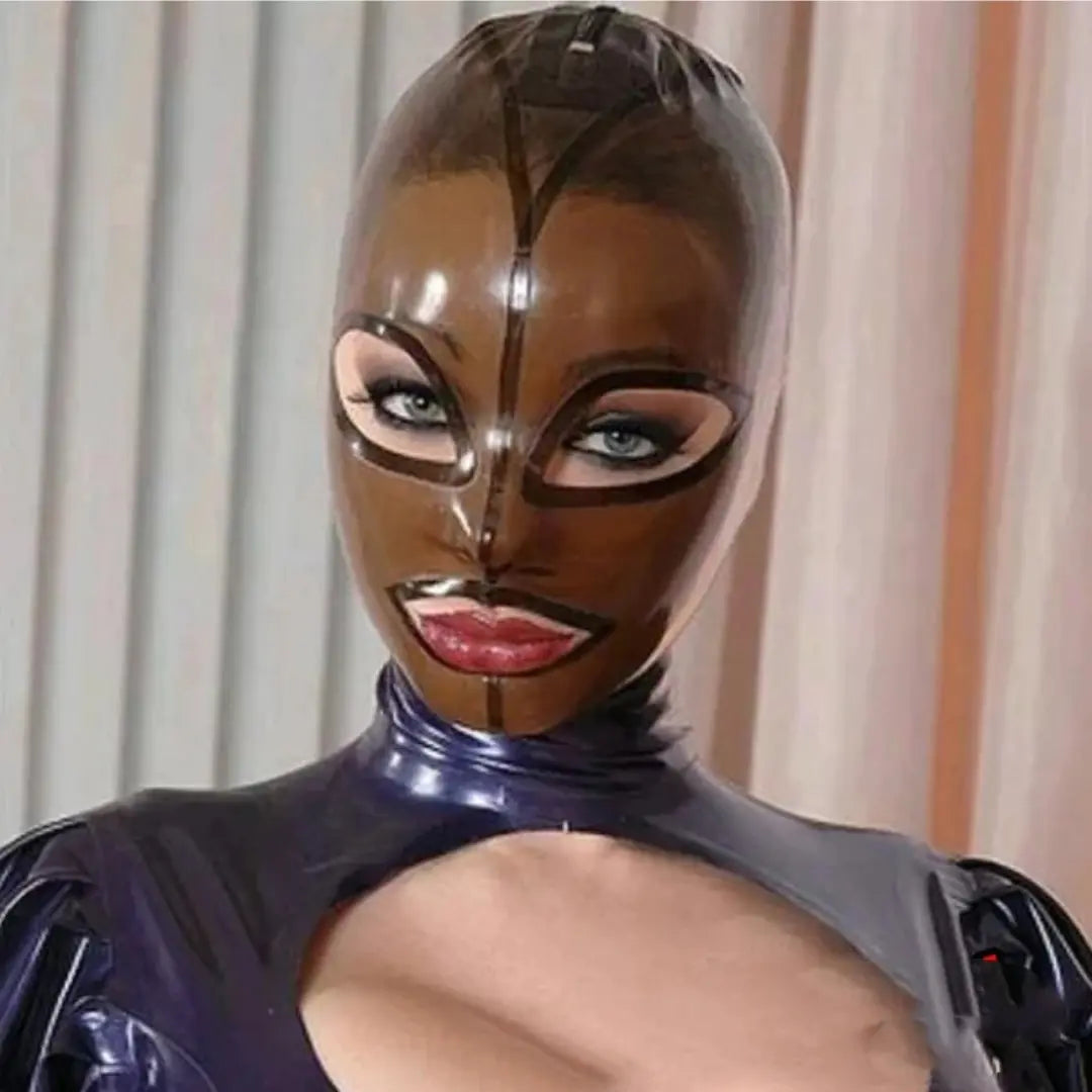 Universal Transparent Black Coco Latex Head Mask