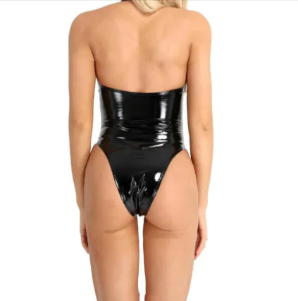 Cutout Faux Leather Bodysuit