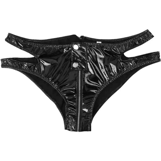 High-Gloss PVC Patent Leather Zipper Shorts