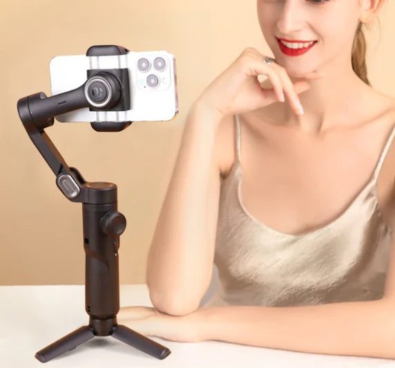 Three-Axis Mobile Phone Stabilizer Selfie Gimbal with Anti-Shake & Fill Light