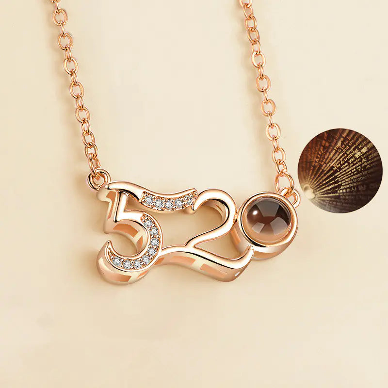 Love Memory Projection Necklace - I Love You in 100 Languages