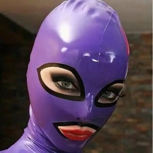Latex Hood Mask with Zipper for Role Play