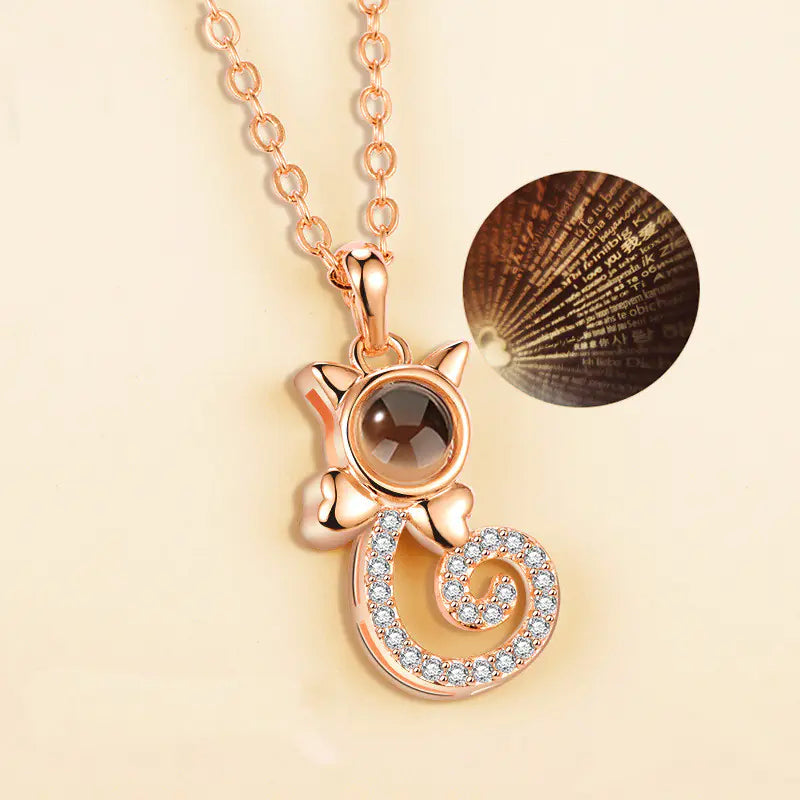 Love Memory Projection Necklace - I Love You in 100 Languages