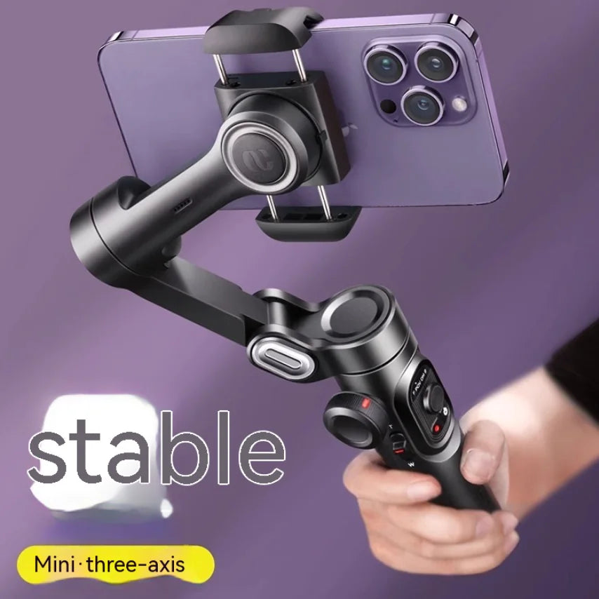 Three-Axis Mobile Phone Stabilizer Selfie Gimbal with Anti-Shake & Fill Light