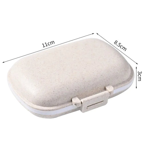 Portable 8-Grid Wheat Straw Medicine Storage Box