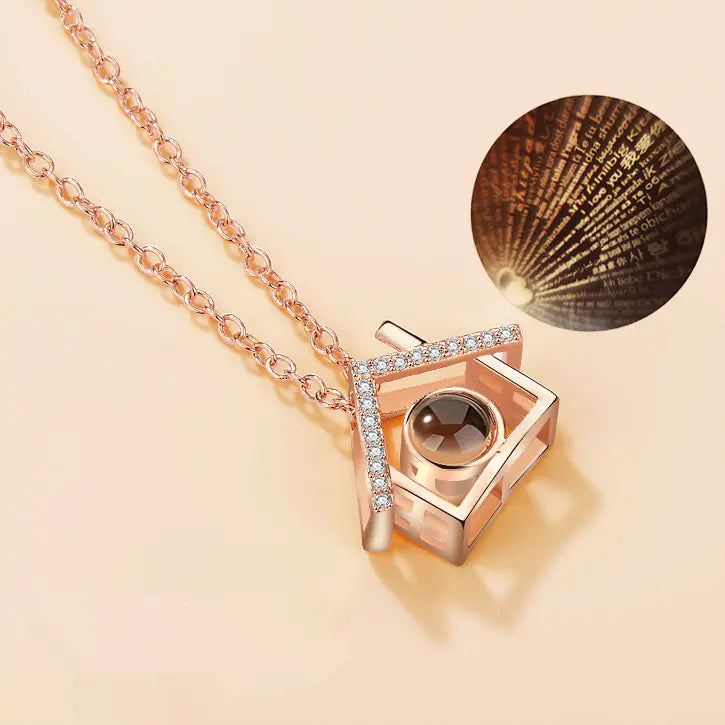 Love Memory Projection Necklace - I Love You in 100 Languages