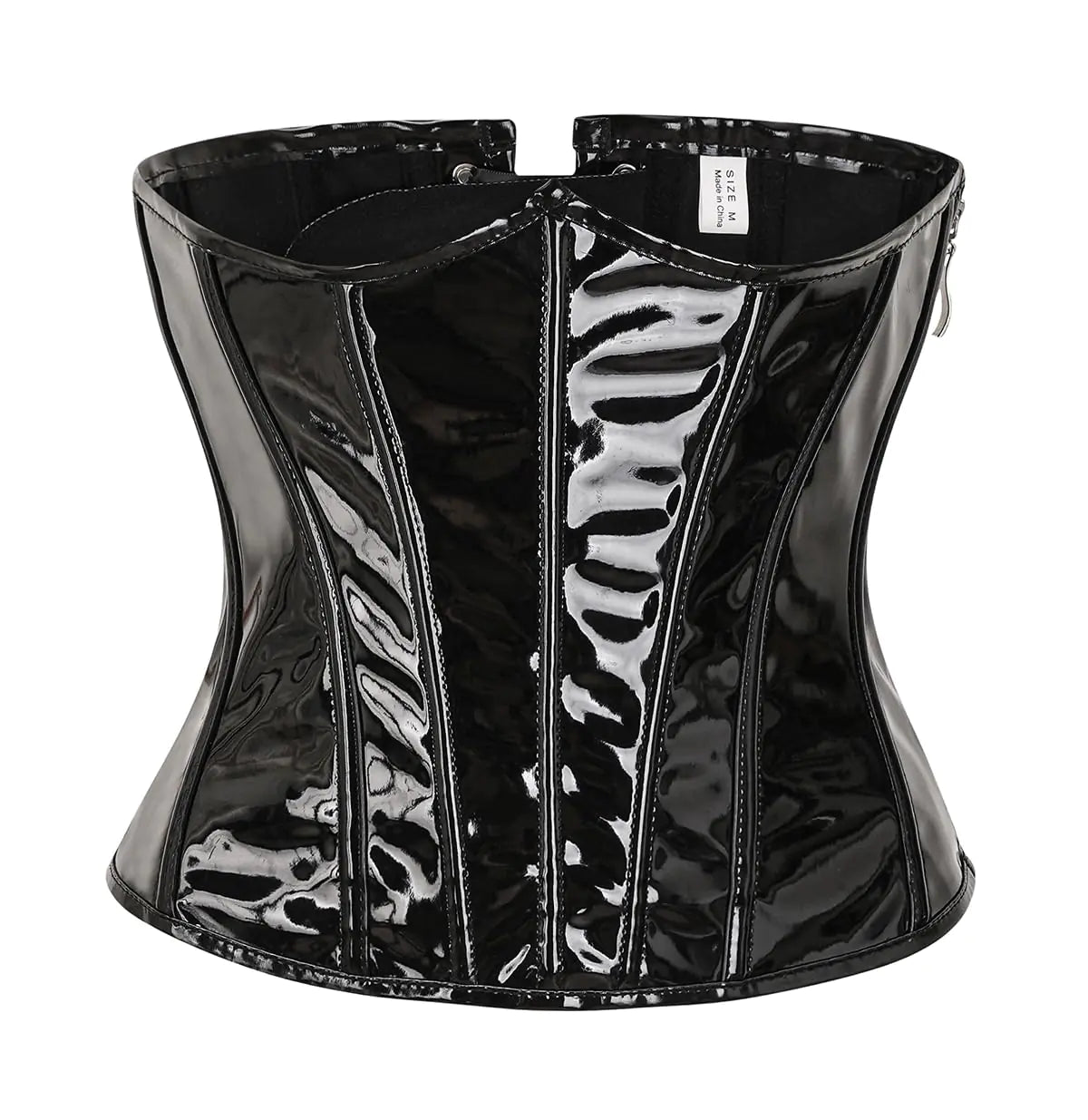 bslingerie Womens PVC Leather Underbust Waist Training Body Shaper Bustier Corset Top (as1 alpha l regular regular Black Pvc)