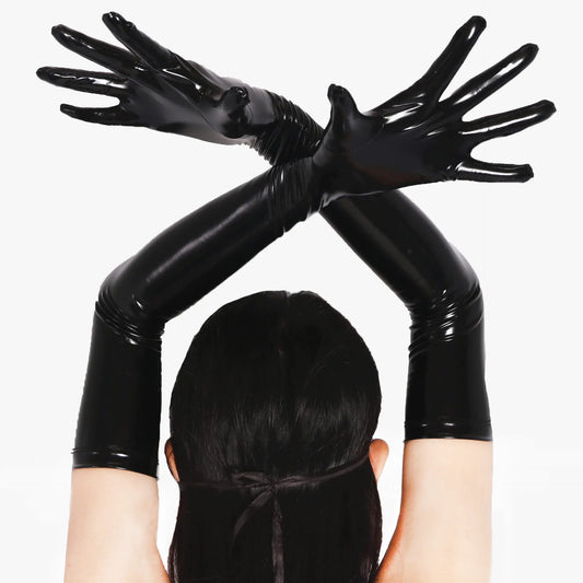 Shiny Latex Long Gloves for Cosplay and Stage Performance