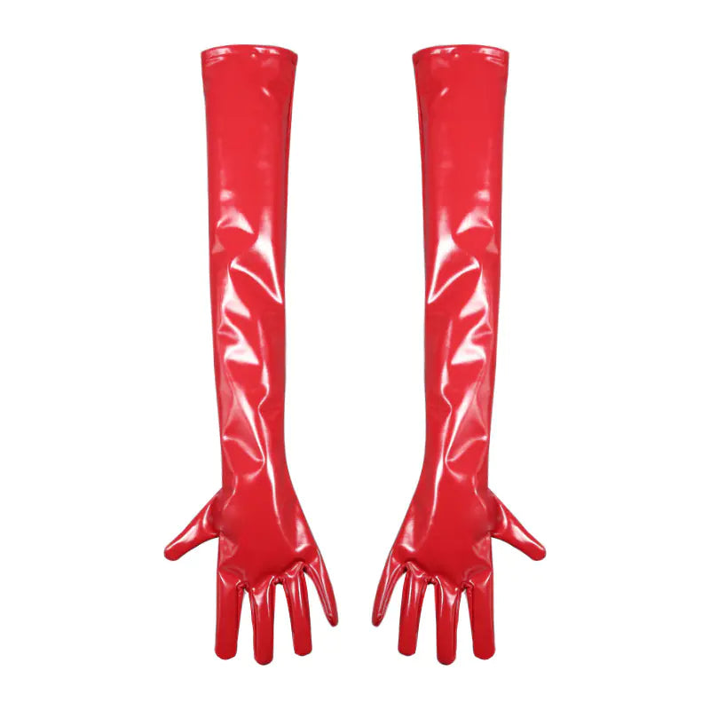 Shiny Latex Long Gloves for Cosplay and Stage Performance