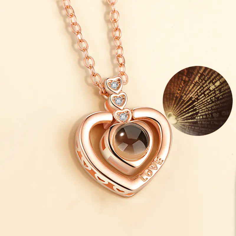 Love Memory Projection Necklace - I Love You in 100 Languages