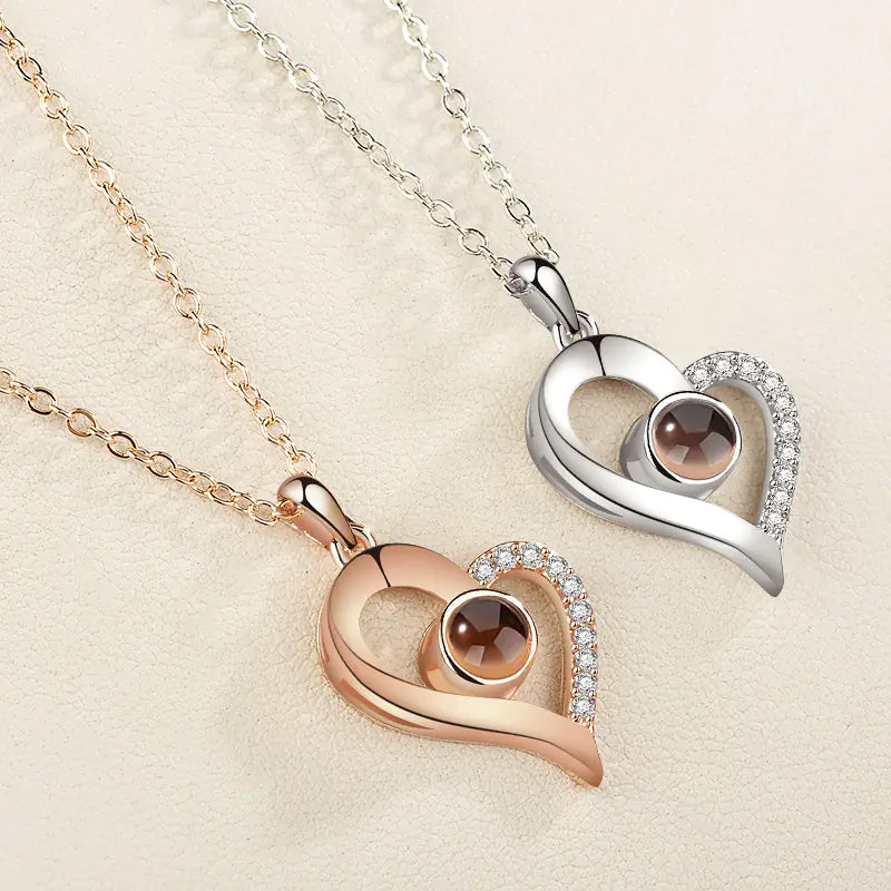 Love Memory Projection Necklace - I Love You in 100 Languages