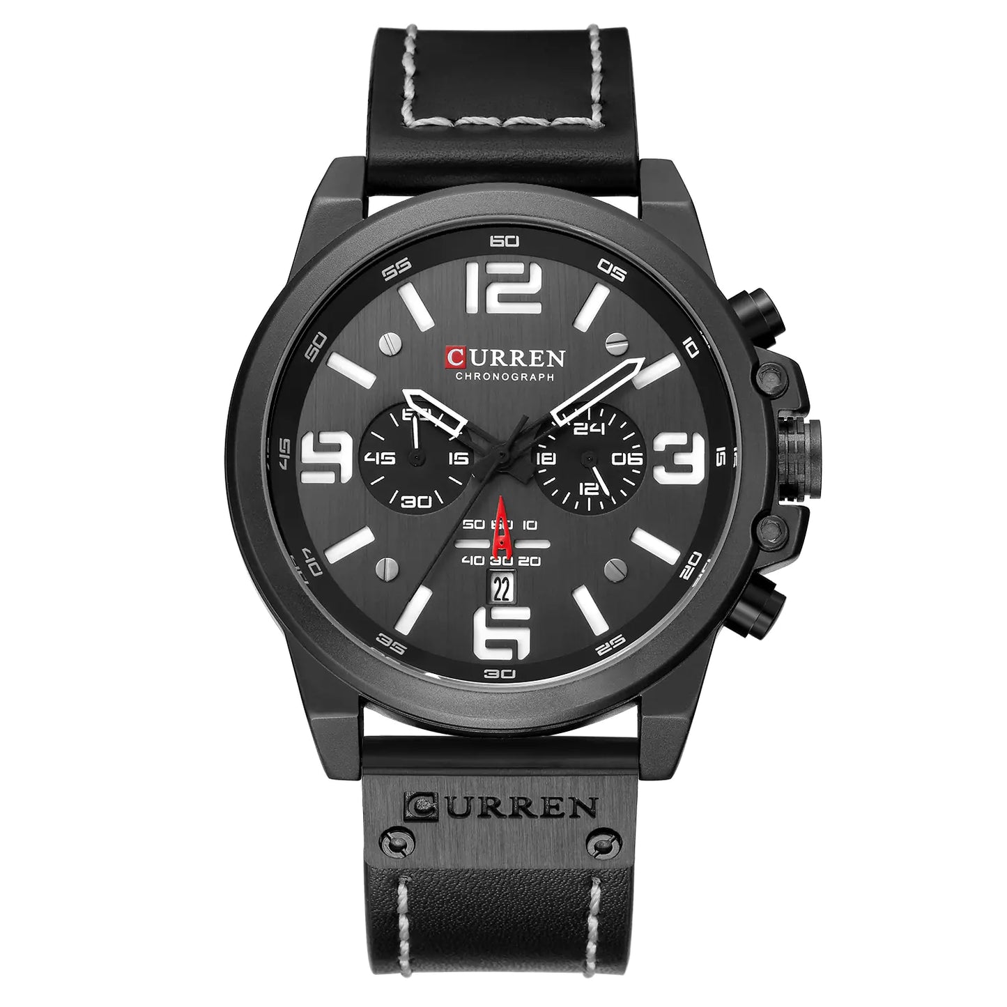 6-Needle Quartz Watch with Calendar and Waterproof Strap